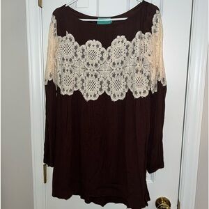 JUDITH MARCH VINTAGE DESIGNER BROWN LONG SLEEVE DRESS